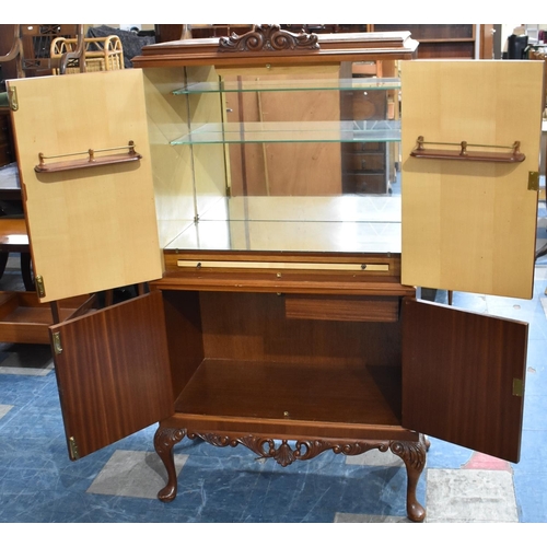 570 - A Modern Mahogany Cocktail Cabinet, Fitted Interior with Mirrored Base and Brushing Slide, Cupboard ... 