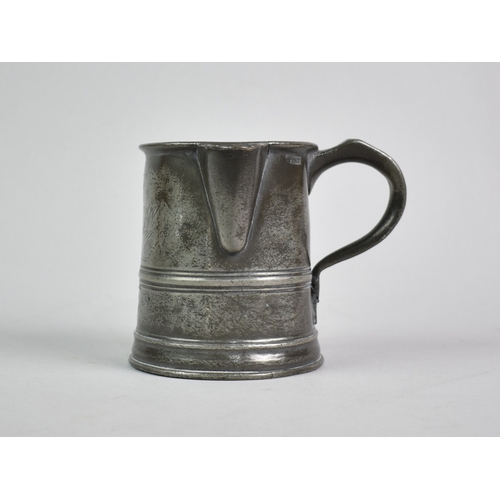 68 - A Victorian Side Pouring Pewter Pint Tankard Measure Inscribed for J S Jones , Rose and Crown, Manni... 