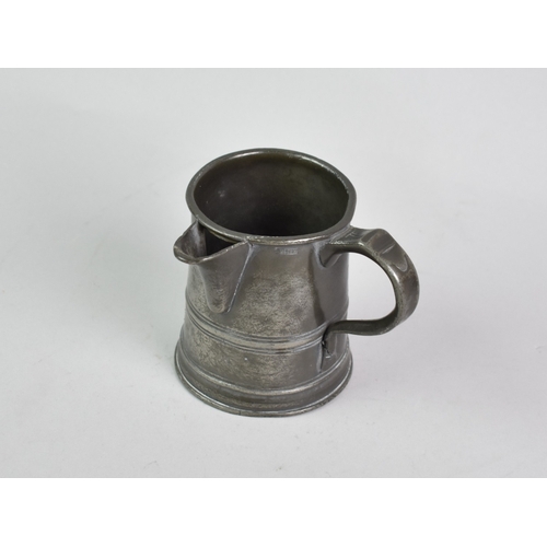 68 - A Victorian Side Pouring Pewter Pint Tankard Measure Inscribed for J S Jones , Rose and Crown, Manni... 