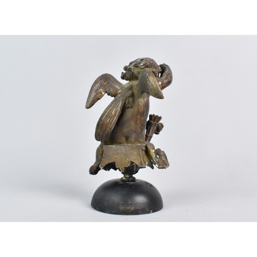 70 - A Bronze Spelter Figure of a Seated Cherub in the French Style Probably Finial for Architectural Clo... 