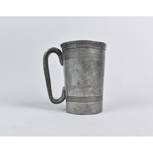 71 - A Victorian Pewter Half Pint Tankard Measure Monogrammed  A.J with Inner Stamp for Watts 256 Euston ... 