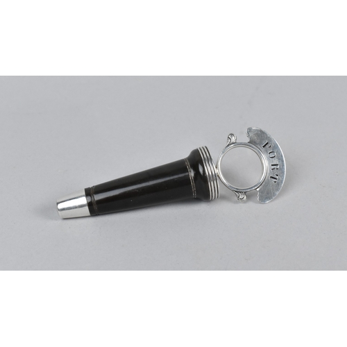 92 - A Silver Mounted Horn Port Bottle Stopper, 10cm Long