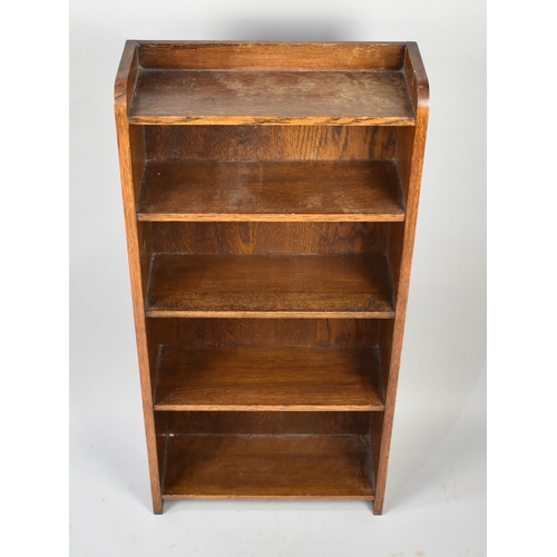 108 - An Edwardian Oak Five Shelf Galleried Open Bookcase, 44cms Wide and 91cms High