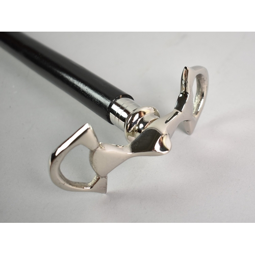 111 - A Modern Ebonised Walking Cane with Snaffle Bridle handle