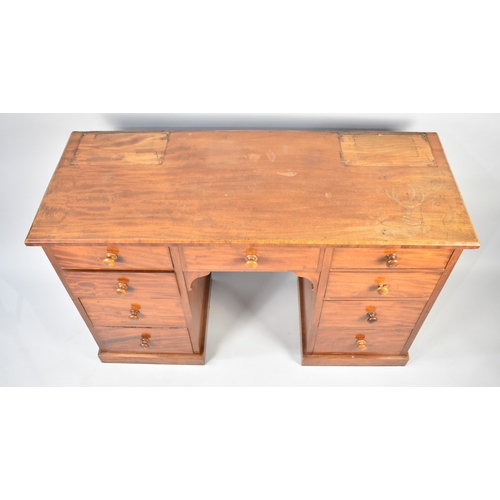 138 - A Late Victorian/Edwardian Kneehole Dressing Table Base, Converted to Writing Desk with Centre Drawe... 