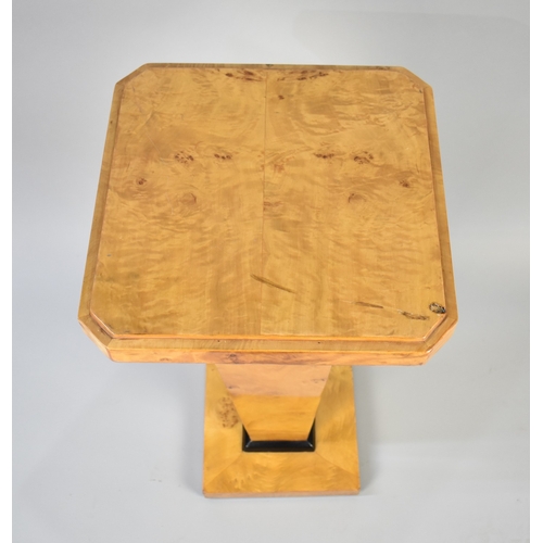 171 - An Art Deco Burr Wood Square Topped Pedestal Table, 40cms Square and 82cms High