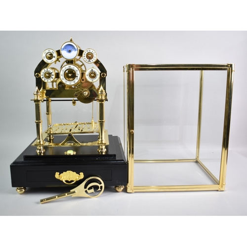 182 - A Modern Congreve Fusee Rolling Ball Clock with Six Enamelled Dials, in Brass Glazed Case with Base ... 