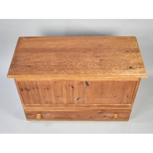 189 - A Modern Pine Lift Top Blanket Box with Base Drawer, 91cms Wide