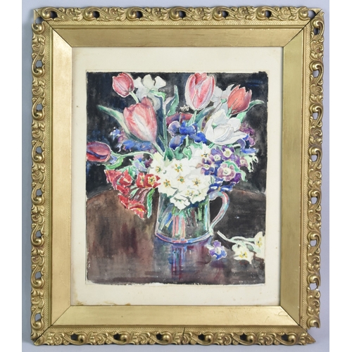 193 - A Gilt Framed Still Life, Watercolour of Wild Flowers in Tankard, 25x29cms