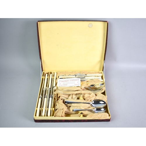 195 - A Mid 20th Century Chromium Stainless Canteen of Cutlery, Appears Unused