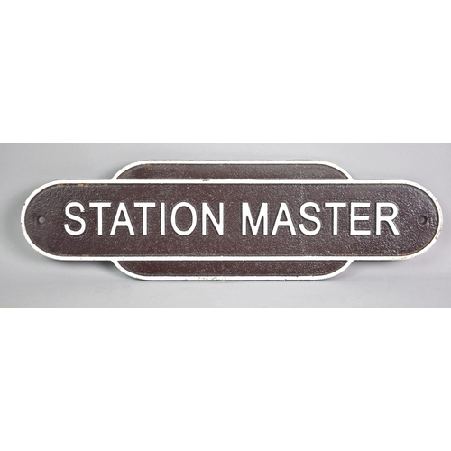 196 - A Cold Painted Cast Iron Sign, 'Station Master', 39cms Long