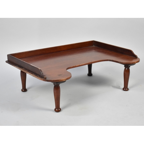 203 - A Victorian Mahogany Galleried Bed Tray on Turned Supports, 65cms Wide