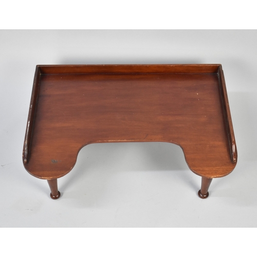 203 - A Victorian Mahogany Galleried Bed Tray on Turned Supports, 65cms Wide