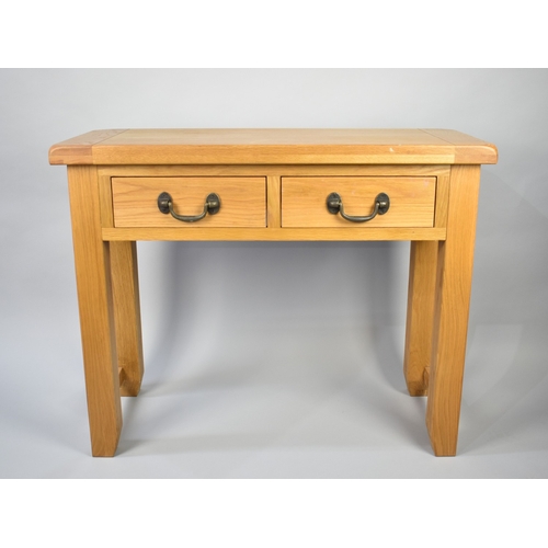 204 - A Modern Two Drawer Narrow Side Table, 100cms Wide