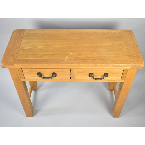 204 - A Modern Two Drawer Narrow Side Table, 100cms Wide