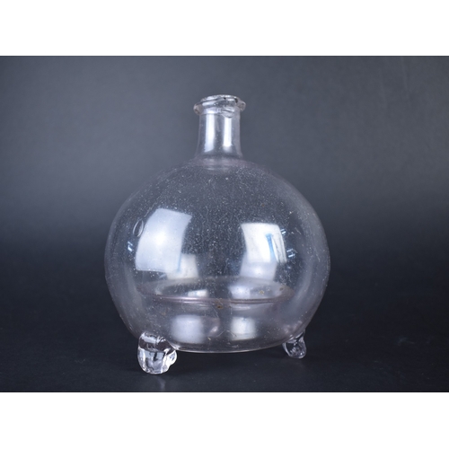 29 - A Victorian Hand Blown Glass Wasp/Fly Catcher on Three Legs with Domed Top and Short Spout, 17cms Hi... 