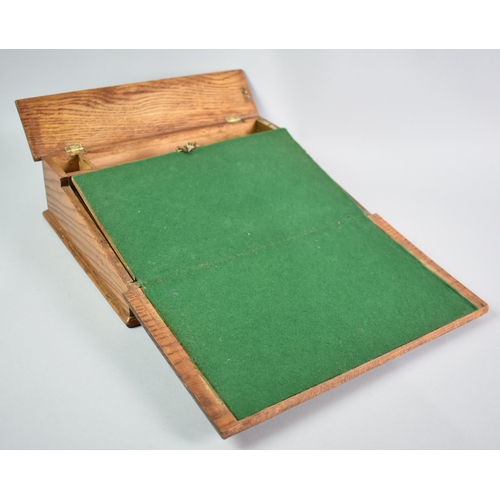 3 - An Ormolu Mounted Oak Writing Slope with Hinged Sloping Lid and Rear Stationery Store, 30cms Wide