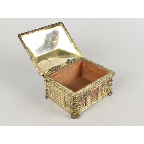 37 - A Novelty Japanese Silver Plate on Copper Wooden Lined Box in the Form of a Log Cabin, 10cms Wide