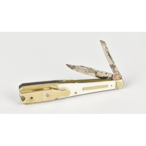 65 - A Vintage Two Blade Quill Cutter Penknife with Mother of Pearl Scales by Mappin of Sheffield, 9cms L... 