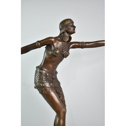 77 - A Reproduction Art Deco Bronze Figure of Dancing Girl with Arms Outstretched, After Chiparus, Set on... 