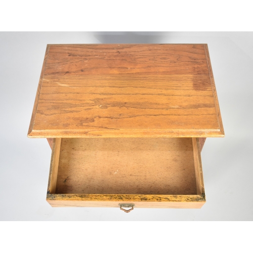 80 - A Mid 20th Century Oak SIde Table with Single Drawer, Barley Twist Supports, 61cms Wide