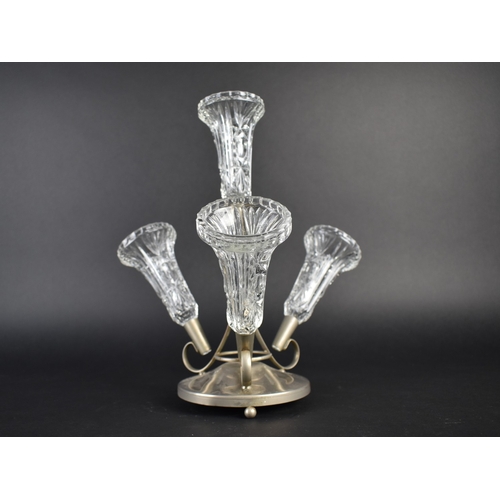 86 - An Early 20th Century Four Trumpet Epergne, 31cms High