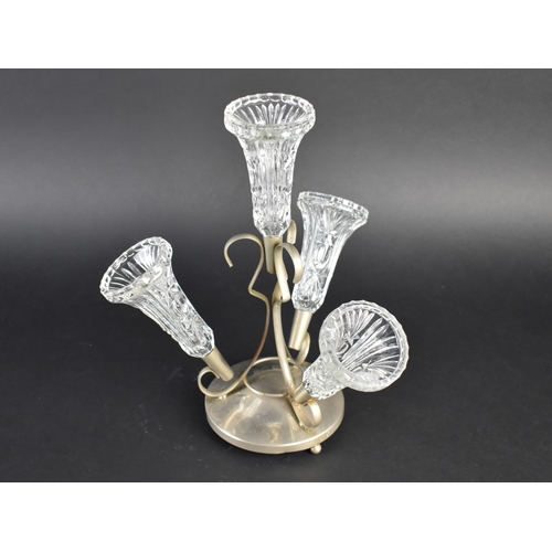 86 - An Early 20th Century Four Trumpet Epergne, 31cms High