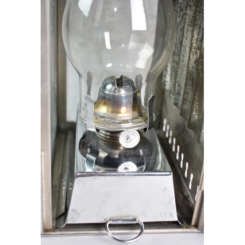 95 - A Chromed Ships Lantern with Original Burner, 36cms High