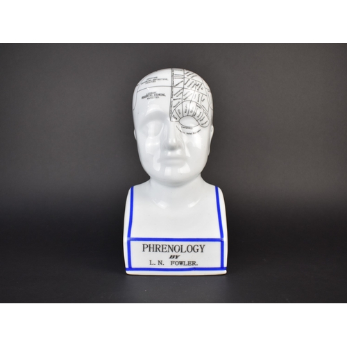 96 - A Reproduction Ceramic Phrenology Bust by LN Fowler, 29cms High