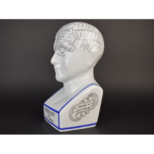 96 - A Reproduction Ceramic Phrenology Bust by LN Fowler, 29cms High