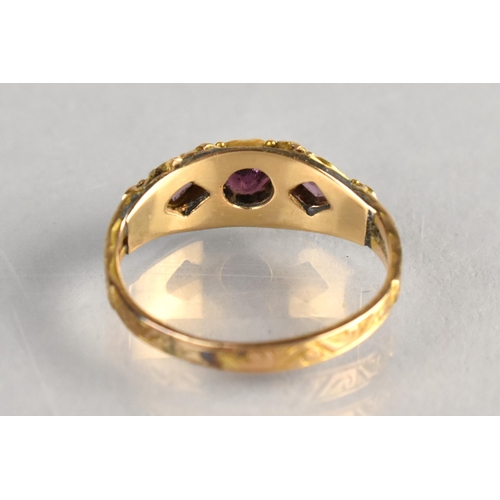 9 - A 19th Century Almandine Garnet and Seed Pearl Ring, Central Round Cut Stone Measuring 3.8mm Diamete... 