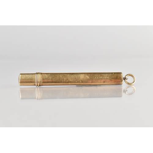 79 - An Edward VII 9ct Gold Cased Faber Pencil, Polished Case Inscribed June 5th 1905 and with Hallmarks ... 