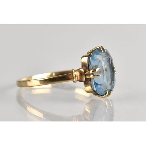 19 - An Early 20th Century 9ct Gold Mounted and Blue Paste Stone Ring, Central Radiant Cut Stone Measurin... 