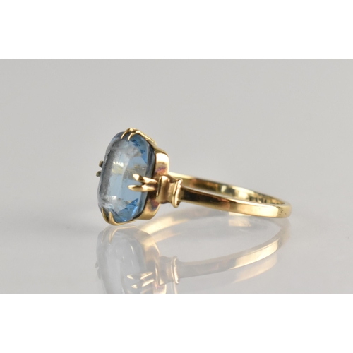 19 - An Early 20th Century 9ct Gold Mounted and Blue Paste Stone Ring, Central Radiant Cut Stone Measurin... 