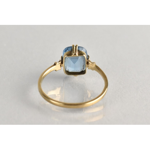 19 - An Early 20th Century 9ct Gold Mounted and Blue Paste Stone Ring, Central Radiant Cut Stone Measurin... 