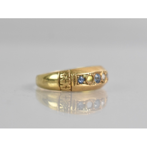 23 - An 18ct Gold Diamond and Sapphire Five Stone Ring, Primary Old Round Cut Pale Sapphire Measuring app... 