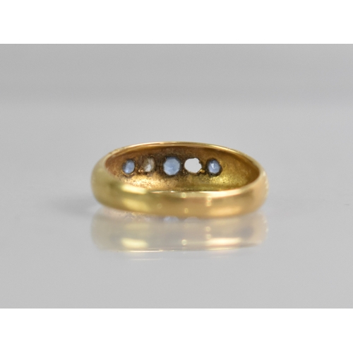 23 - An 18ct Gold Diamond and Sapphire Five Stone Ring, Primary Old Round Cut Pale Sapphire Measuring app... 