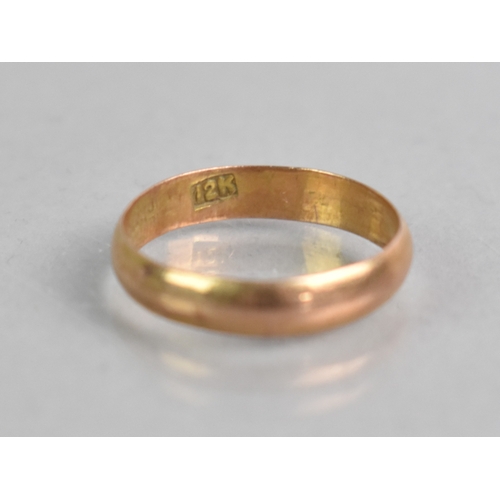 52 - A Rose Gold Coloured D Shape Wedding Band, Stamped to the interior 12k and with Chinese Character Ma... 