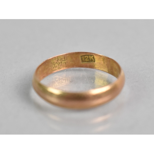 52 - A Rose Gold Coloured D Shape Wedding Band, Stamped to the interior 12k and with Chinese Character Ma... 