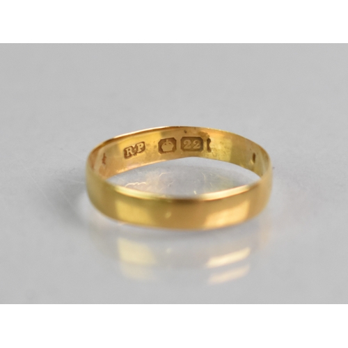 62 - A 19th Century 22ct Gold Wedding Band, Wide Flattened Band 4.1mm Wide, 1.6gms, Stamped to the Interi... 