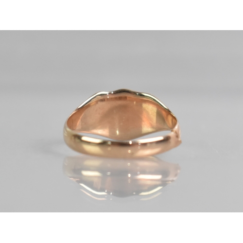 24 - A Victorian 9ct Rose Gold Signet Ring, Polished Shield Shaped Head to a Tapered Band (Split), Birmin... 