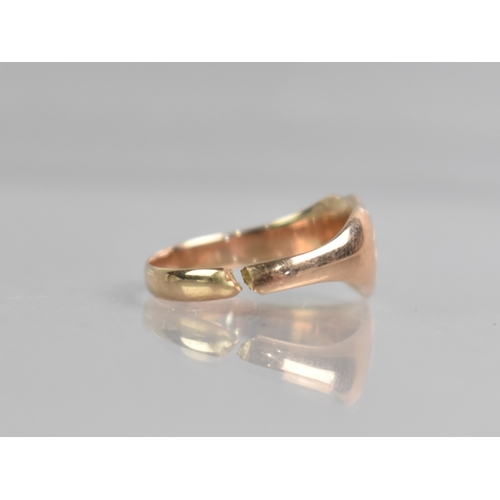 24 - A Victorian 9ct Rose Gold Signet Ring, Polished Shield Shaped Head to a Tapered Band (Split), Birmin... 