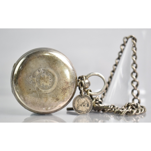 72 - A Late Victorian Silver Cased Single Fusee Pocket Watch with Heavy Graduated Curb Link Watch Chain, ... 