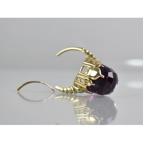 26 - A Modern Gold Metal and Amethyst 'Taj Mahal' Ring, Faceted Domed Amethyst Measuring 12.7mm Diameter ... 