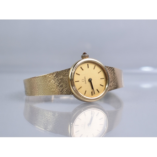 77 - A 1970s Boxed Ladies Omega Mechanical Wrist Watch, Round Gold Face with Stick Hands and Hour Indicat... 