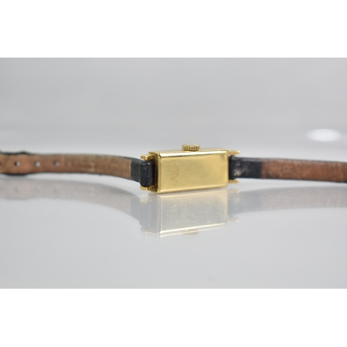 68 - An 18ct Gold Cased Ladies Wrist Watch by Heno, Champagne Face with Line Hour Indicators and Gilt Met... 