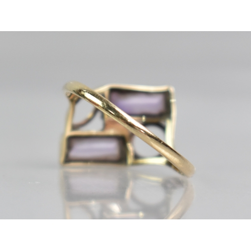 16 - A 9ct Gold and Amethyst Dress Ring, Baguette Cut Stones Measuring 4.1mm by 9.6mm, Bezel Set above Ci... 