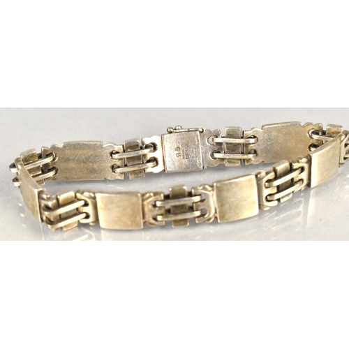 42 - Georg Jensen by Oscar Gundlach Pedersen, Number 48, Panelled Link Bracelet, 19cms Long, Fully Marked... 