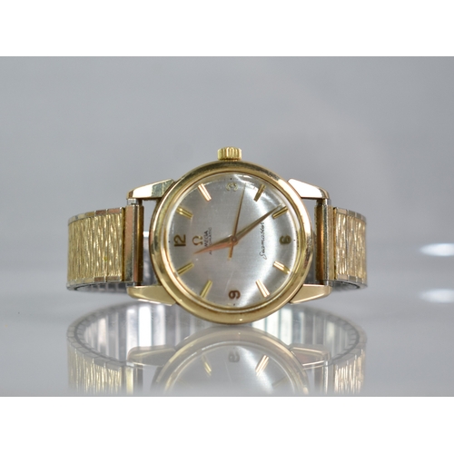 78 - A 1960s 9ct Gold Cased Omega Seamaster Automatic Wrist Watch, Silver Face with Gilt Baton Hour Indic... 