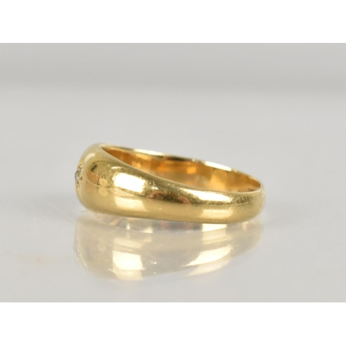 65 - An 18ct Gold and Diamond Ring, Two Old Round Cut Stones, Each Approx 1.8mm Diameter, Gypsy Set on a ... 